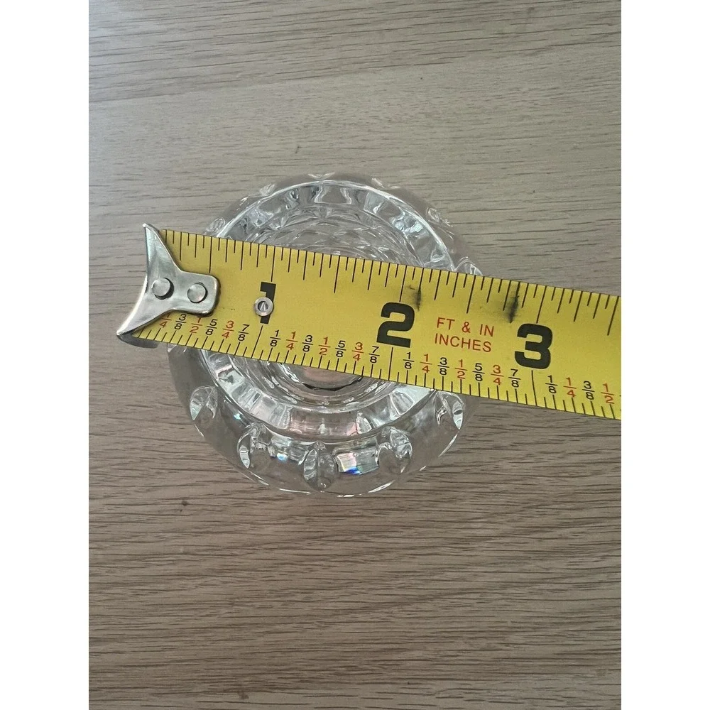 Crystal round reversible heavy diamond cut taper/tealight candle holder set of 2